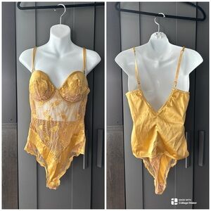 Escada Gold Lace Mesh Bodysuit Teddy Size 36B